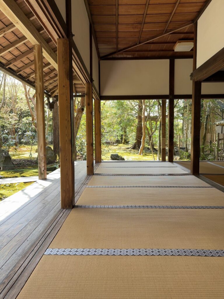 蓮華寺 縁側 太陽光 鷲の杉戸絵