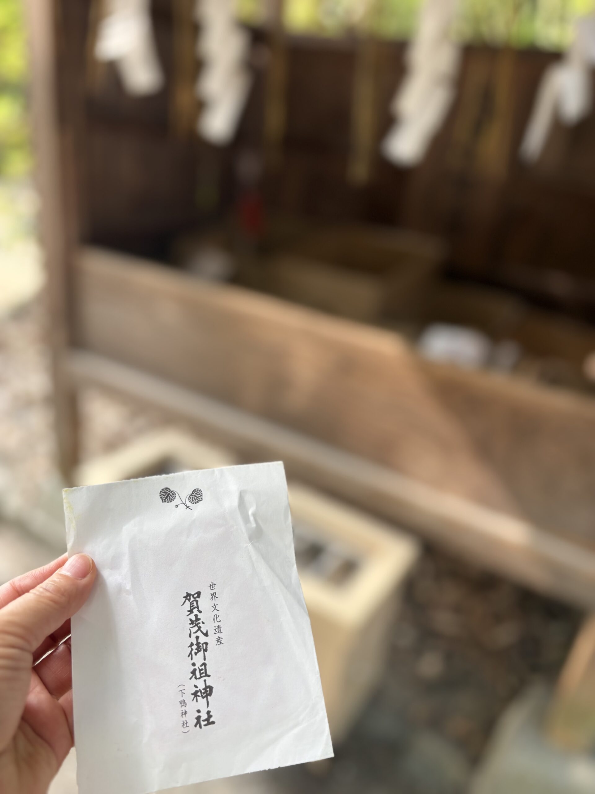 注連縄と紙垂の下がる古神札納め所へ古神札を納める